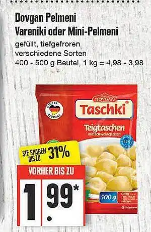 Edeka Dovgan pelmeni vareniki oder mini-pelmeni Angebot