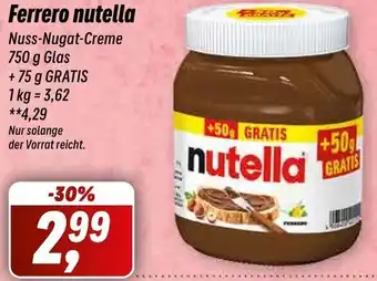 Simmel Ferrero Nutella Nuss Nugat Creme 750 g Glas Angebot