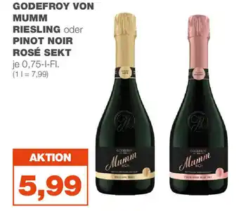 mein real Godefroy Von Mumm Riesling o. Pinot Noir Rose Sekt 750 ml Angebot