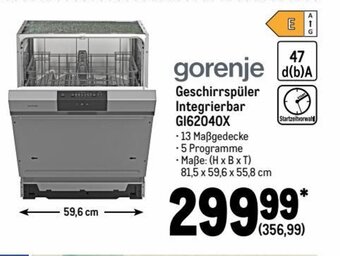 METRO Gorenje Geschirrspuler Integrierbar l GI62040X Angebot