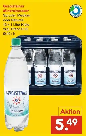 Netto Getränke Discount Gerolsteiner Mineralwasser 12*1L Angebot