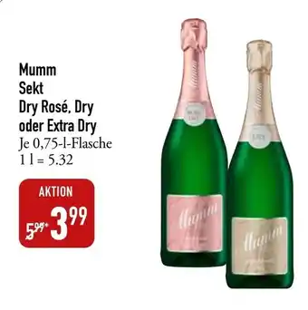 Galeria Markthalle Mumm Sekt Dry Rose, Dry o. Extra Dry 750ml Angebot