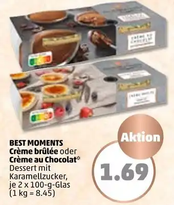 PENNY Best Moments Crème brûlée oder Crème au Chocolat 2x100 g Glas Angebot