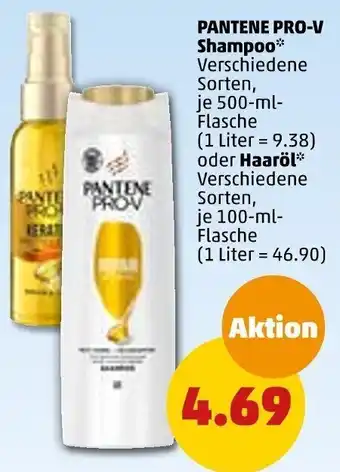 PENNY Pantene Pro-V Shampoo 500 ml oder Haaröl 100 ml Flasche Angebot