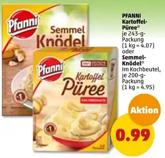 PENNY Pfanni Kartoffel Püree 243 g oder Semmel Knödel 200 g Packung Angebot