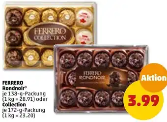 PENNY Ferrero Rondnoir 138 g oder Collection 172 g Packung Angebot