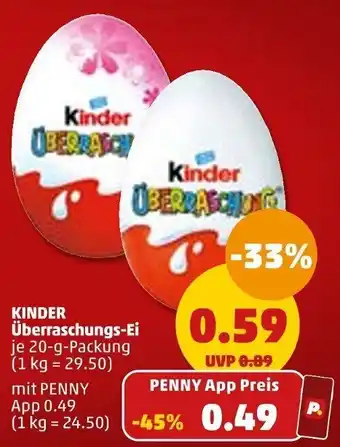 PENNY Kinder Überraschungs-Ei 20 g Packung Angebot