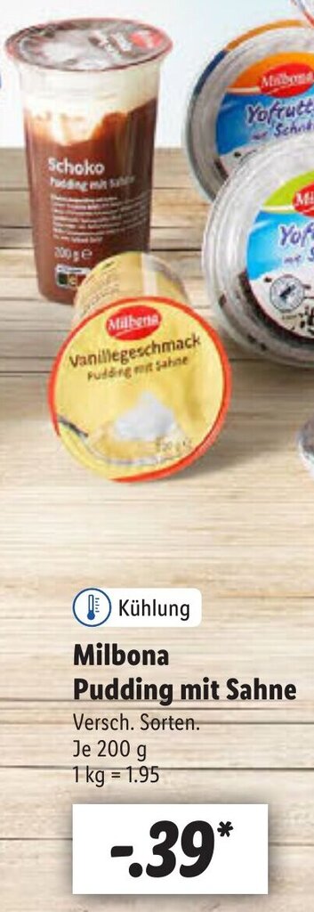 Milbona Pudding mit Sahne 200 g Angebot bei Lidl
