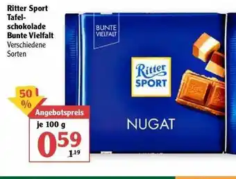 Globus Ritter Sport Tafel-schokolade Bunte Vielfalt 100g Angebot