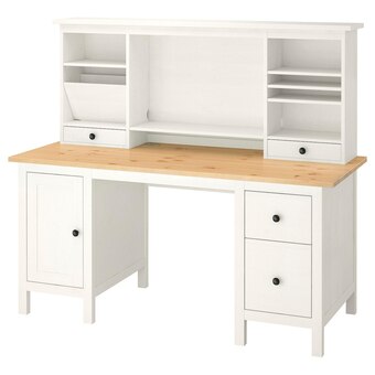 IKEA Hemnes schreibtisch mit aufsatz weiß gebeizt hellbraun Angebot