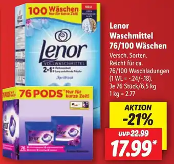 Lidl Lenor Waschmittel 76/100 Wäschen Angebot