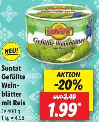 Lidl Suntat Gefüllte Weinblätter mit Reis 400 g Angebot