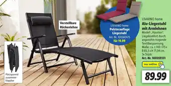 Lidl Livarno Home Alu Liegestuhl mit Armlehnen Angebot