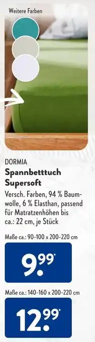 Aldi Süd Dormia Spannbetttuch Supersoft Angebot