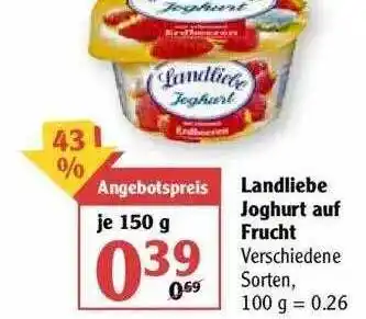 Globus Landliebe Joghurt auf Frucht 150g Angebot