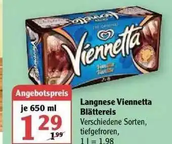 Globus Langnese Viennetta Blättereis 650ml Angebot