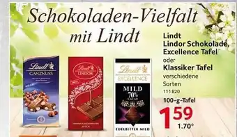 Selgros Lindt lindor schokolade excellence tafel oder klassiker tafel Angebot