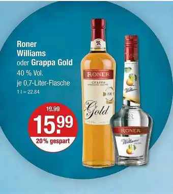 V Markt Roner williams oder grappa gold Angebot