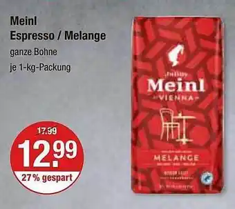 V Markt Meinl espresso oder melange Angebot