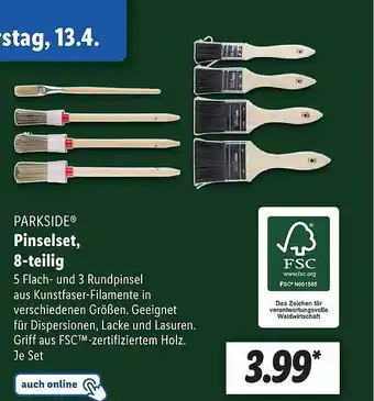 Lidl Parkside pinselset 8tlg Angebot