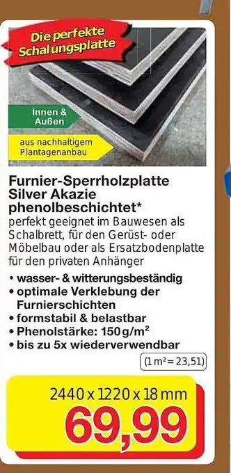 Jawoll Furnier-sperrholzplatte silver akazie phenolbeschichtet Angebot