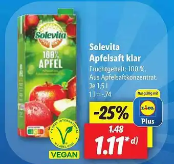 Lidl Solevita apfelsaft klar Angebot