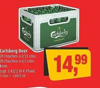 Markant Carlsberg beer Angebot