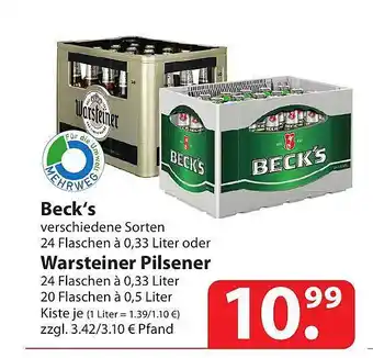 Famila Nord Ost Beck's oder warsteiner pilsener Angebot