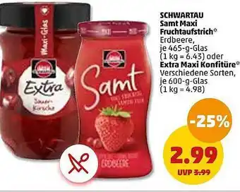 PENNY Schwartau samt maxi fruchtaufstrich oder extra maxi konfitüre Angebot