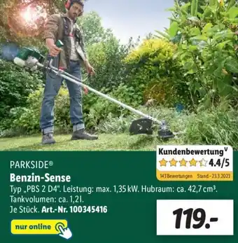 Lidl Parkside Benzin Sense PBS 2 D4 Angebot