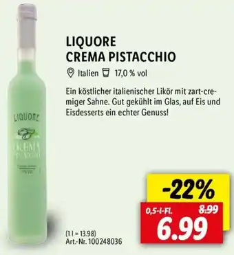 Lidl Liquore Crema Pistacchio 0,5 L-Fl. Angebot