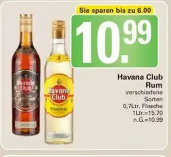 WEZ Havana Club Rum 700ml Angebot