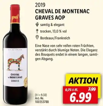 Lidl 2019 Cheval de Montenac Graves AOP 0,75 L-Fl. Angebot