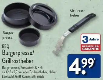 Aldi Nord BBQ Burgerpresse/Grillrostheber Angebot