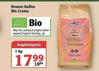 Globus Kronen Kaffee Bio Crema 1kg Angebot