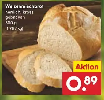 Netto Marken-Discount Back Stube Weizenmischbrot 500g Angebot