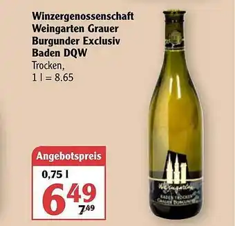 Globus Winzergenossenschaft Weingarten Grauer Burgunder Exclusiv Baden Dqw Angebot