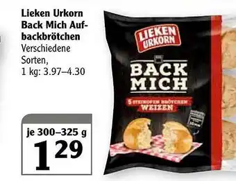 Globus Lieken Urkorn Back Mich Auf-backbrötchen 300-325g Angebot