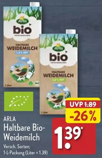 Aldi Nord Arla Haltbare Bio Weidemilch 1 L Packung Angebot