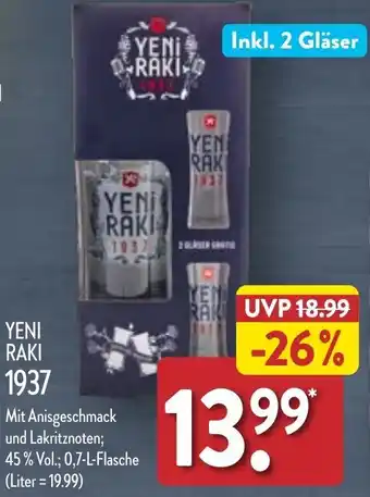 Aldi Nord Yeni Raki 1937, 0,7 L Flasche Angebot