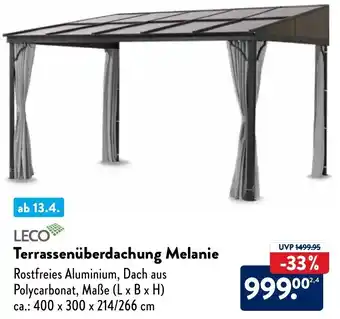 Aldi Nord Leco Terrassenüberdachung Melanie Angebot