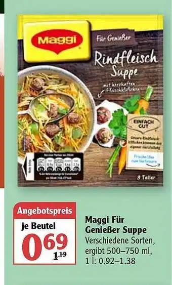 Globus Maggi Für Genießer Suppe 500-750ml Angebot