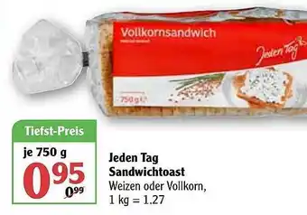 Globus Jeden Tag Sandwichtoast 750g Angebot