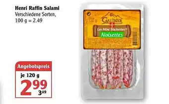 Globus Henri Raffin Salami 120g Angebot