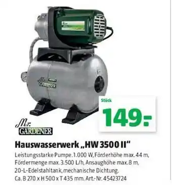 Hagebau Mr. gardener hauswasserwerk „hw3500 ii” Angebot