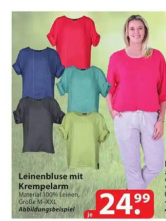 Famila Nord Ost Leinenbluse mit krempelarm Angebot