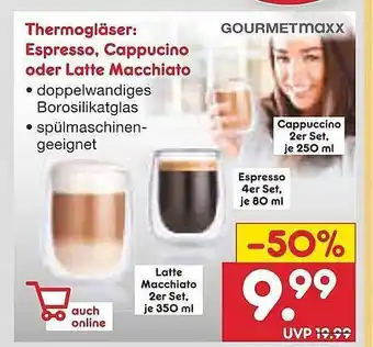 Netto Marken-Discount Gourmetmaxx thermogläser: espresso, cappuccino oder latte macchiato Angebot