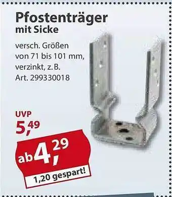 Sonderpreis Baumarkt Pfostenträger mit sicke Angebot