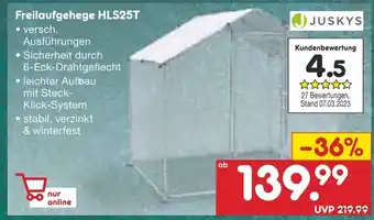 Netto Marken-Discount Juskys Freilaufgehege | HLS25T Angebot