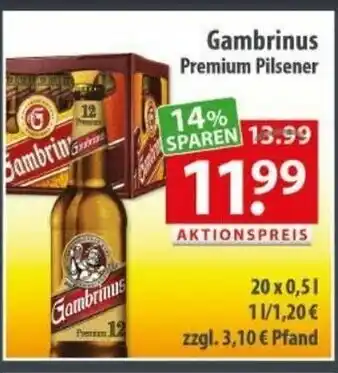 Getränkeland Gambrinus Premium Pilsener 20x0,5L Angebot